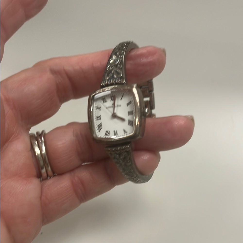 Anne Klein Silver Tone Watch With White Dial  Preowned